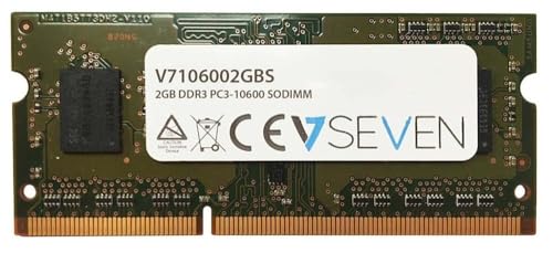 V7 V7106002GBS V7 2GB DDR3 PC3-10600 - 1333mhz SO DIMM Notebook módulo de memoria - V7106002GBS, 2gb 1333mhz