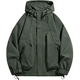 [J.STORE] マウンテンパーカー アウトドア 防風 防寒 キャンプ フルジップ ゆったり オシャレ ストリート かっこいい ミリタリー ウィンドブレーカー 釣り ジャンパー スポーツ 原宿系 アノラック フード付き おしゃれ 軽い ランニング フィッシング 軽量 韓国 羽織り 大人 スポーティ アノラック シンプル アウター トップス カーキ メンズ 4A-J07-KHM