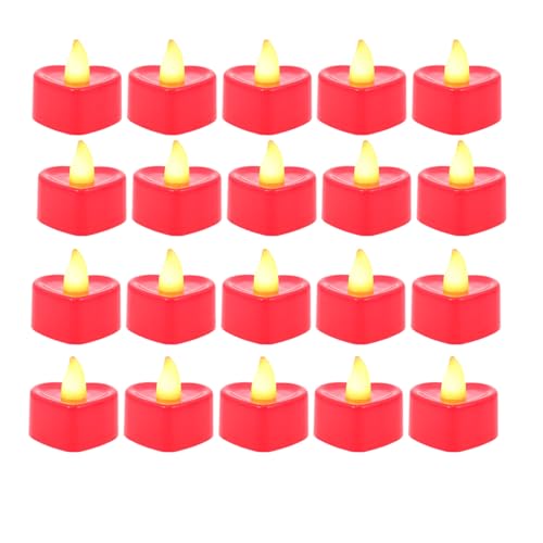 Velas LED sin llama corazón 4x4 cm lámparas eléctricas rojas decorativas pack 24