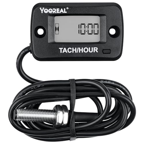 Yooreal Rotating Shaft Tachometer Hour Meter,Magnetic Pickup,Maintenance Reminder,Display Shutdown for Lawn Mower Generator Compressor Any Rotating Shaft/Gear or Pulley of External Equipment
