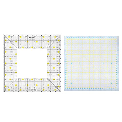 2 個キルティング定規正方形アクリル DIY 布パッチ?縫製刺繍用品の測定用