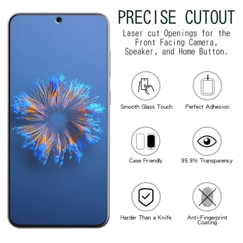 Image of KAREEN 2+2 Pack Screen Protector for Samsung Galaxy S25 FE Tempered Glass Film with Camera Lens Protector, Fingerprint Unlock Support, Anti Scratch, Bubble Free, Case Friendly