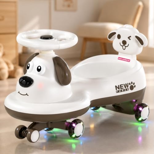 Image of MiniExplorer Twisting Swing Magic Car for Kids, Boys & Girls Age 1-5, White | Wiggle Ride On Car, Silent Wheels, Anti-Rollover Design, Shockproof Ride On