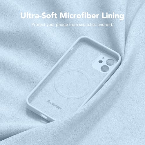 Image of Magnetic for iPhone 12 Case, Compatible with MagSafe, [Full Camera Protection][Screen Protector] Silicone Shockproof Protective Phone Case for iPhone 12 6.1 inch, Light Blue