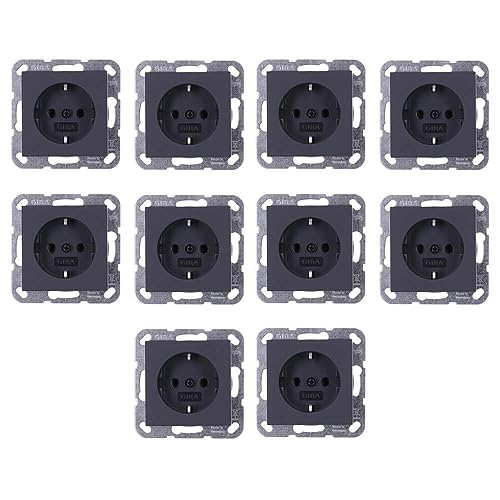 10 Stück Gira 418828 SCHUKO- Steckdose System 55 Anthrazit