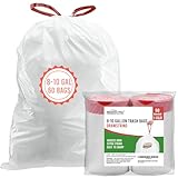 BEIDOU-PAC Trash Bags 8-10 Gallon Drawstring, 60 Count Garbage Bags, Large Kitchen Trash Bags, Odorless & Heavy Duty White Plastic Food Scrap Bags for Bathroom Bedroom Office Waste