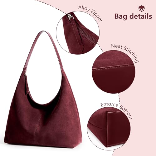 Image of KALIDI Casual Tote Bag Vegan Leather Hobo Zipper Work Bag Weekender Shoulder for Women Shoulder Travel Purse