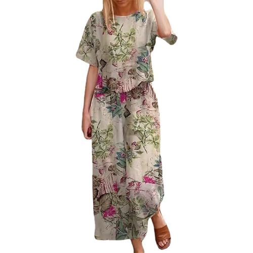 riou 2025 Chándal Mujer Completo Verano Original Algodón y lino Color Sólido Camiseta Y Pantalones Cordón Cómodo Y Transpirable Ropa De Deportivo Vacaciones Para Correr Gimnasio Yoga Trajes