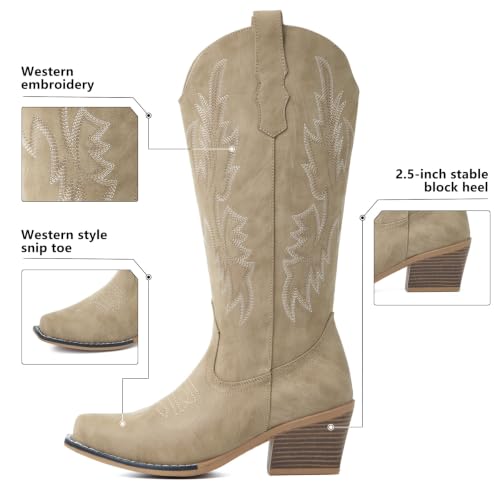 Image of Cowboy Boots for Women, Pointed Toe Chunky Heel | All-day walking comfort design, versatile for daily outfits, country music festivals and western style occasions