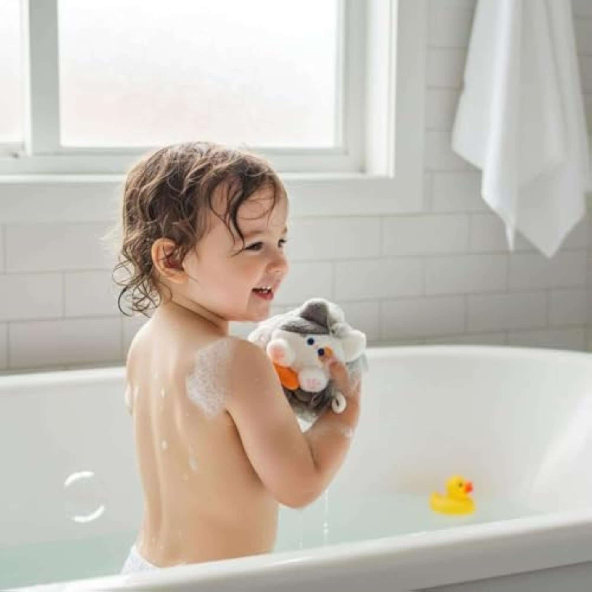 Kids Shape Shower Loofah Sponge Set of 2, Soft Mesh Bath Sponge