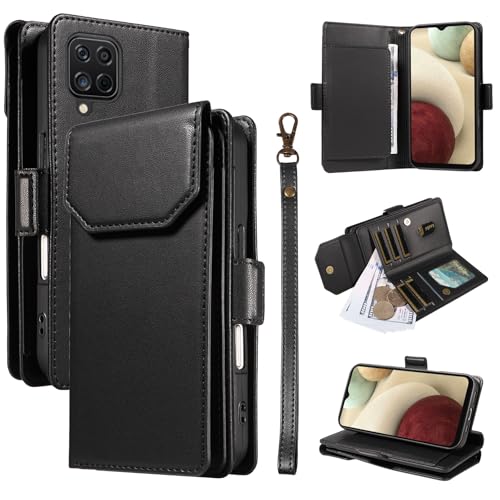 Étui portefeuille Samsung A12 noir porte-carte homme femme tendance
