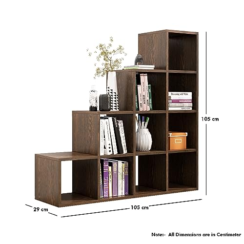 Image of Bniture 10 Tier Engineered Wood Open Book Shelf Wooden Bookshelf for Home & Study Room | Multipurpose Free Stand Book Case Storage Organizer for Living Room, Office & Home | Flower Wenge