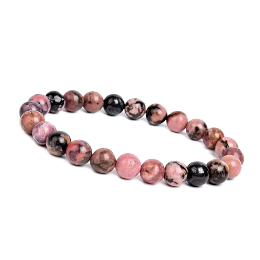 Bracciale In Rodonite Naturale Per Donna – Perle 8mm – Litoterapia E Eleganza