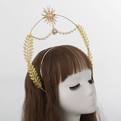 BLESSUME Halo Crown Mary Goddess Headband Women's Halloween Costume Goddess Headpiece, Golden, 1 Count (Pack of 1)