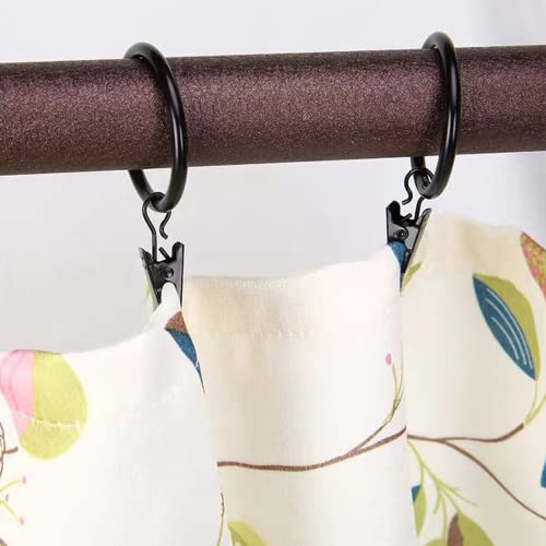 Datttcc 40 Pack Metal Curtain Rings With Clips Black Decorative Drapery Rustproof Vintage 1.26 Inch Interior Diameter #TOP5