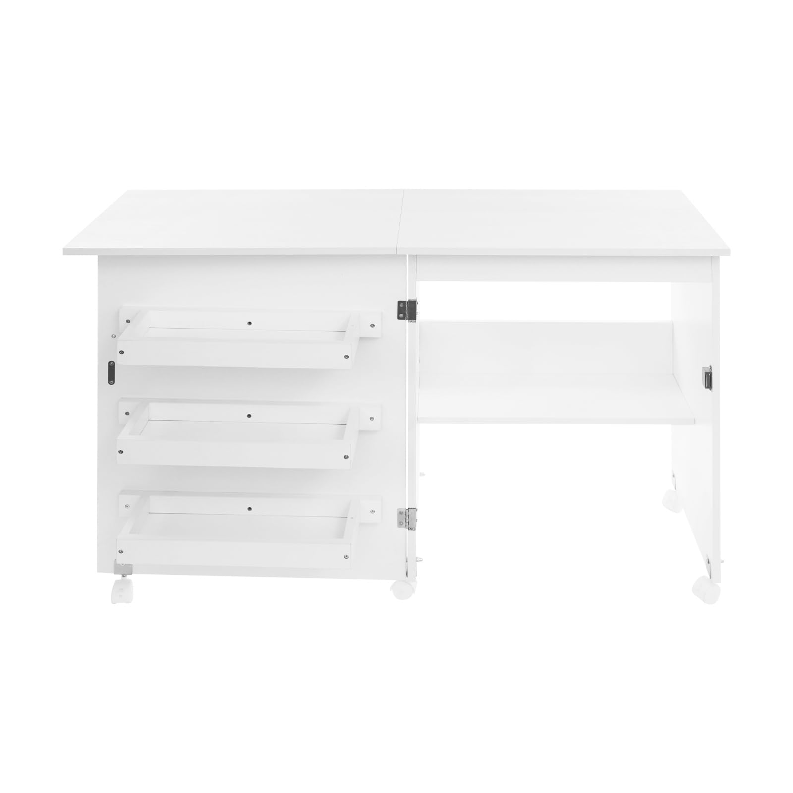 Stół do maszyny do szycia | składany stół do szycia 119 cm | 3 pudełka i rolki | biały E1