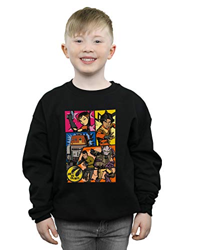 Absolute Cult Star Wars Boys Rebels Comic Strip Sweatshirt Black 9-11 Years