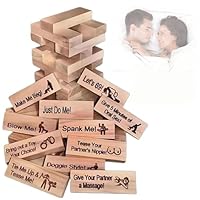 Mailfull The Lust Tower Blocks Blockspiele for Paare 48 Holzblöcke mit Fragen und Herausforderungen Valentine Tumbling Tower Stapelblockspiel