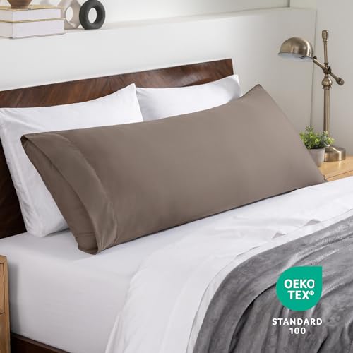 Image of Bare Home Microfiber Body Pillow Cover - Ultra Soft - Cooling Body Pillow Case - Double Brushed - Body Pillowcase with Envelope Closure - Easy Care (21 inchx54 inch Body Pillow Cover, Taupe)