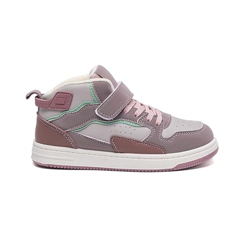 High-Top Fashion Sneakers, Gray and Pink Athletic Shoes with Mint Accents, Cushioned Comfort4