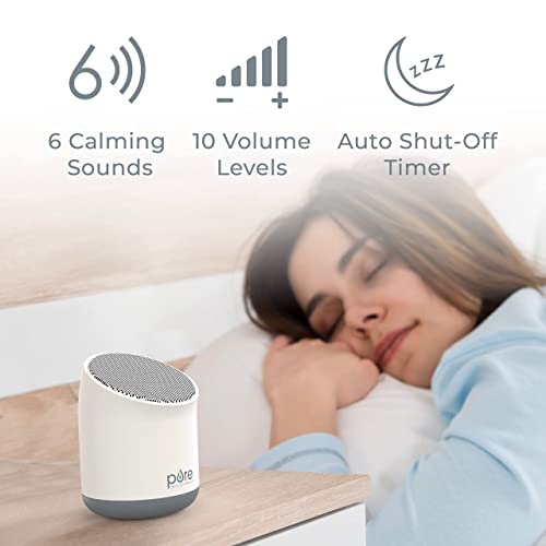 Pure Enrichment® Wave™ Mini Travel Sound Machine - 6 Soothing Sounds Including White Noise, Seamless Loop Audio, Rechargeable Battery, 48 Hour Run Time, Optional Timer, And Storage Bag #TOP3