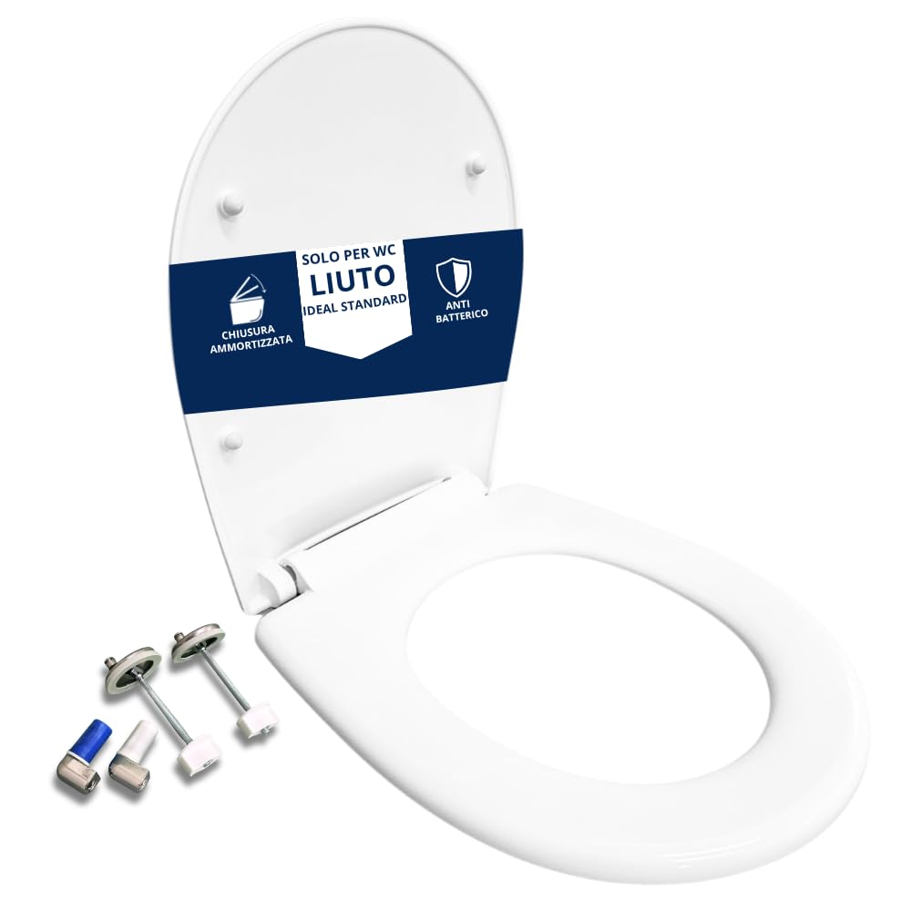 HYDRO HOME Copriwater compatibile con serie Liuto Ideal Standard Chiusura Ammortizzata, Plastica Termoindurente Cerniere Regolabili fissaggio dal basso Bianco