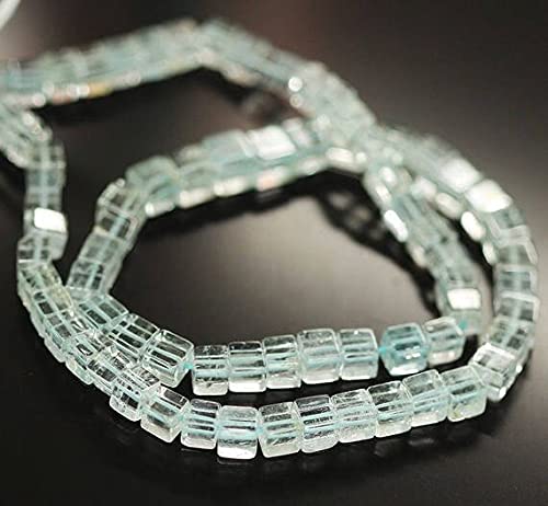 Aigue-marine bleue en perles carrees pour bijoux artisanaux du quotidien