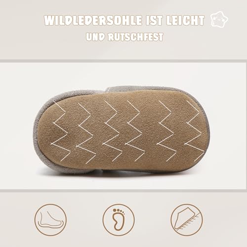 IceUnicorn Baby Lauflernschuhe Krabbelschuhe Baby Mädchen Jungen Lederpuschen Weicher Leder Wildledersohlen Lederschuhe Babys – Bild 6