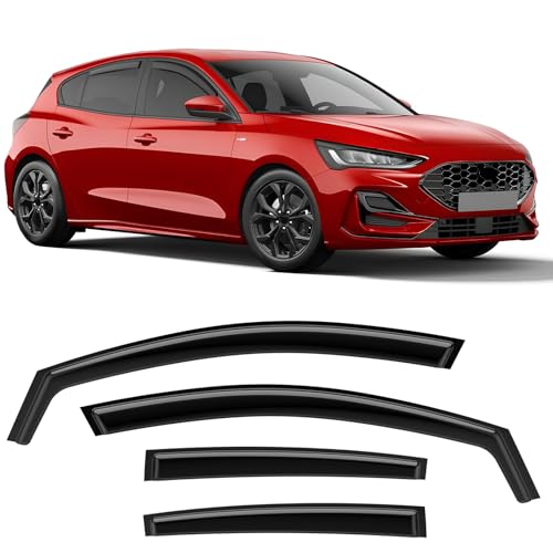 GEARCELL Wind Deflectors, Rain Guards Window Visor Compatible with Ford Focus MK4 2018-onwards 5 Door Hatchback/Saloon, in-Channel Side Shatterproof Sun Visor, Window Deflectors