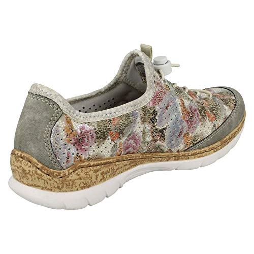 Image of Rieker N42V1 Nikita Women's Sneakers - Lightweight Walking Slip-On Sneakers with Floral Design, Elastic Bungee Lacing & Cushioned Durable Sole for Comfort