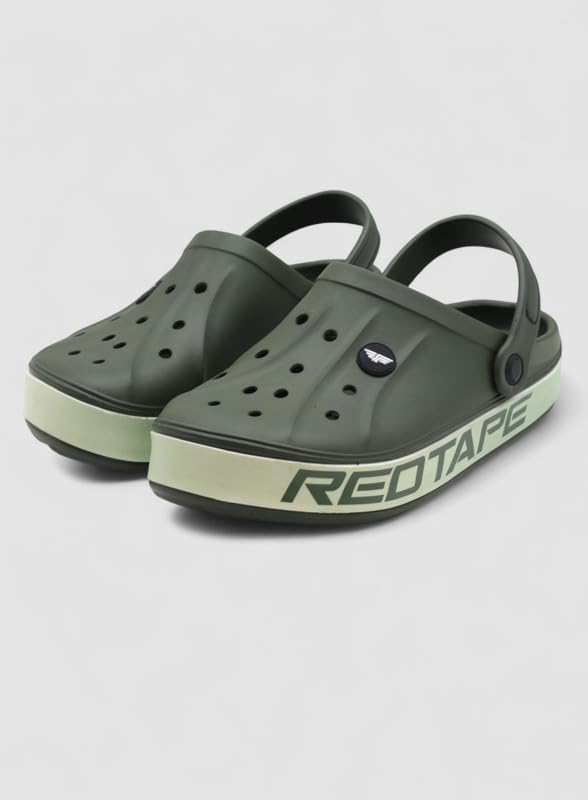 Image of Red Tape Mens Lightweight EVA Clogs Slip-On Comfortable Casual Footwear with Adjustable Back Strap and Anti-Slip Outsole