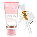 Collagen Night Wrapping Mask, Collagen Face Mask Overnight, Facial Overnight Sleeping Mask - Deep Hydration, Reduces Wrinkle and Improves Skin Elasticity (Brush Included), 75ml