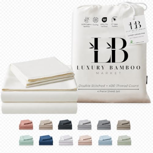 Image of |Twin XL Size Sheet Set | Organically Grown | Ultra Soft & Cooling |100% Viscose | 17 inch Deep Pocket [Ivory]