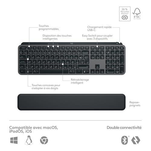 Logitech MX Keys S Combo Clavier Souris sans Fil Windows Linux Chrome Mac Bluetooth - 6
