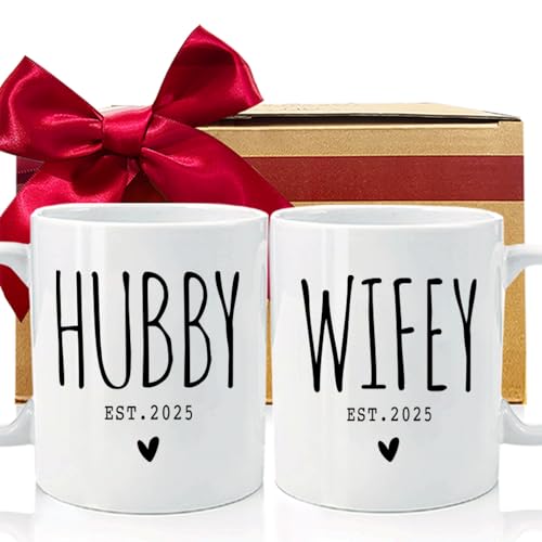 EST-2025-Hubby-Wifey-Mugs-Set-Wedding-Gift-for-Couples-EST-2025-Announcement-to-be-Newlywed-Mug-Promoted-to-Be-Hubby-Wifey-Wedding-Gift-Bridal-Shower-Couples-Valentine-Gift EST 2025 Hubby Wifey Mugs Set Wedding Gift for Couples EST 2025 Announcement to be Newlywed Mug Promoted to Be Hubby Wifey Wedding Gift Bridal Shower Couples Valentine Gift