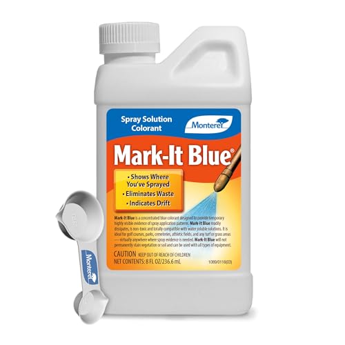 Monterey Mark-It Blue Bundled with Measuring Spoon - Spray Solution Colorant Chemical Marker Dye for Insecticide, Herbicide, and Fungicide, 8 oz