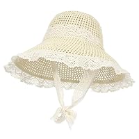 GEMVIE Sombrero de Paja para Mujeres Plegable Sombrero de Paja Floppy ala Ancha Sombrero de Playa de Verano Sombrero de Sol al Aire Libre Beige-1, 56-58