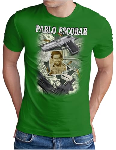 T-shirt Pablo pour homme OM3 avec motif Dollar Police Mug Shot en vert taille 4XL