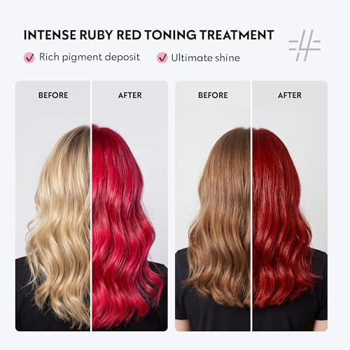 Image of FOUR REASONS Color Mask INTENSE Ruby Red (27 shades) - Semi Permanent Red Hair Dye for Lightened and Colored Hair, - Intensive Toning Treatment, 100% Vegan Conditioner - Cruelty Free, 6.76 fl oz