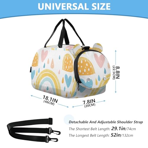Cartoon Rainbow Kids Duffle Bag,Sports Gym Bag with Shoe Compartment Travel Duffel Bags for Boys and Girls3