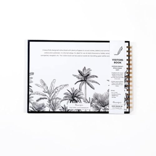 Image of Visitor Book - 8 x 12 Inches | Wiro Bound Guest Register for Hotels, Offices, Exhibitions, Boutiques & Business Use | Medium Size Visitor Log Book for Reception & Front Desk