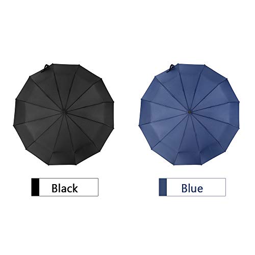 KKmoon 12 Costelas Guarda-chuva dobrável à prova de vento para viagem Guarda-chuva de golfe Canopy c