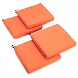 Blazing Needles Solid Outdoor Spun Polyester Chair Cushions Set, Set of 4, 20' x 19', Tangerine Dream