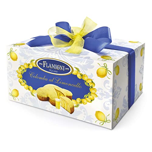 FLAMIGNI Colomba Pasquale Farcita con Crema Pasticcera al Limoncello da 950 g, Dolce Artigianale, Impasto Soffice e Delicato, Ricoperta di Cioccolato Bianco, Senza Canditi e Mandorle, Made in Italy
