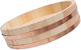Tina Para Mezclar Arroz De Sushi Japonés Con Bandas De Cobre, Cuenco De Madera Para Hacer Arroz, Bandeja Para Servir, Balde Para Arroz, Balde Para Arroz Con Agitación De Sashimi Coreano-27x7.5cm