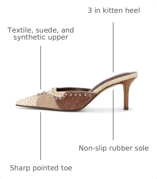 Image of DOEYG Women Pointed Toe Bow Heels Mules Slip on Stiletto Heels Sandals Dress Party Wedding Studded Heels Pumps