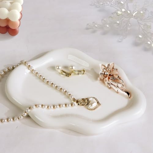 Ceramic Jewelry Tray-White Cloud Trinket Dish Tray Jewellery Dish for Rings, Watches & Keys, Cosmetic Holder for Nightstand Decor Entryway Table, Birthday Gift for Wife/Mother/Daughter/Friends - Cosy Home Interiors Ceramic Jewelry Tray-White Cloud Trinket Dish Tray Jewellery Dish for Rings, Watches & Keys, Cosmetic Holder for Nightstand Decor Entryway Table, Birthday Gift for Wife/Mother/Daughter/Friends - Image 3