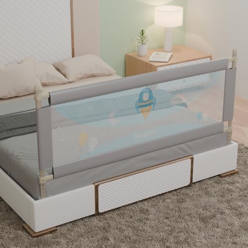 Image of BAYBEE Bed Rail Guard for Baby Safety | Bed Side Protector for Baby with 7 Level Height Adjustable & Portable Bed Railing for Babies Safety Guard for Kids (5Ft, 1 Side, Grey)
