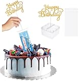 2 Set Money Cake Pull out Kit Include 2 Pulling Money Box 2 Plastic Roll 40 Transparent Bag Connected Pocket and 2 Happy Birthday Cupcake Topper for Graduation Wedding Party Decorations