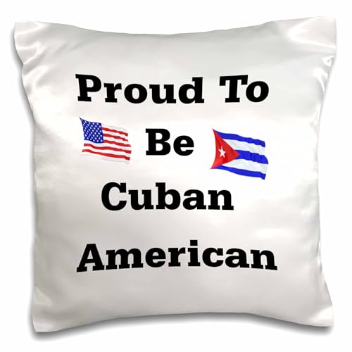 3dRose Proud to Be Cuban American with Both Countries Flags 16x16 inch Pillow Case